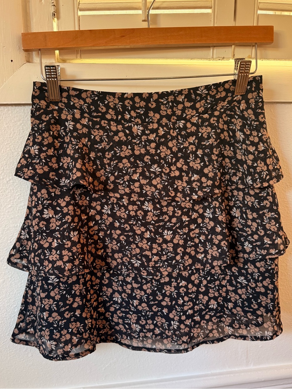 Altar'd State Black Mini Skirt with Blush Floral Print